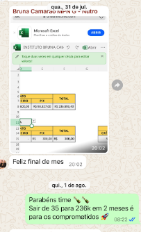 Mensagem de cliente relatando resultados após aplicar a metodologia (2)